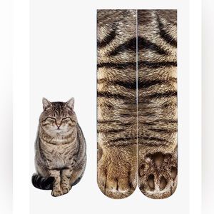 New 3D Over The Knee Realistic Fur Cat Lightweight Socks / Stretch Stockings